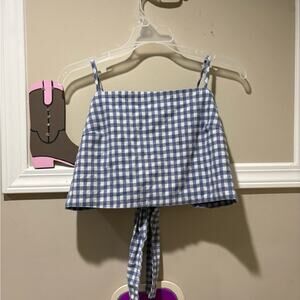 Brandy Melville Blue and White Gingham Blouse
